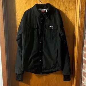 Puma Men's Black Lightweight Lined Jacket with White Logo Small